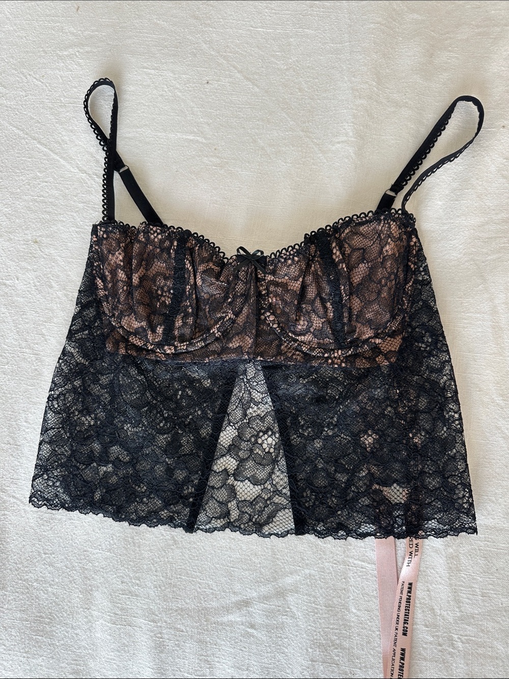 House of CB Black Lace Bralette Camisole with Nude Lining